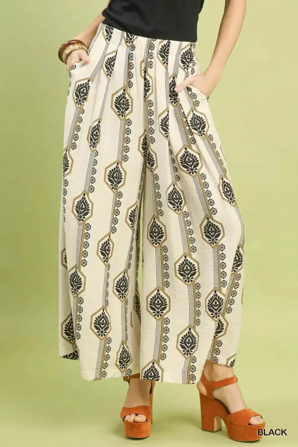 Everyday Geometric Boho Print Wide Leg Pants