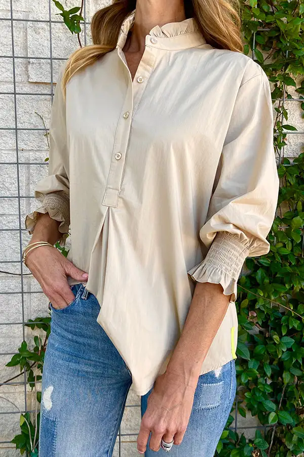 Relaxed Button Front Blouse