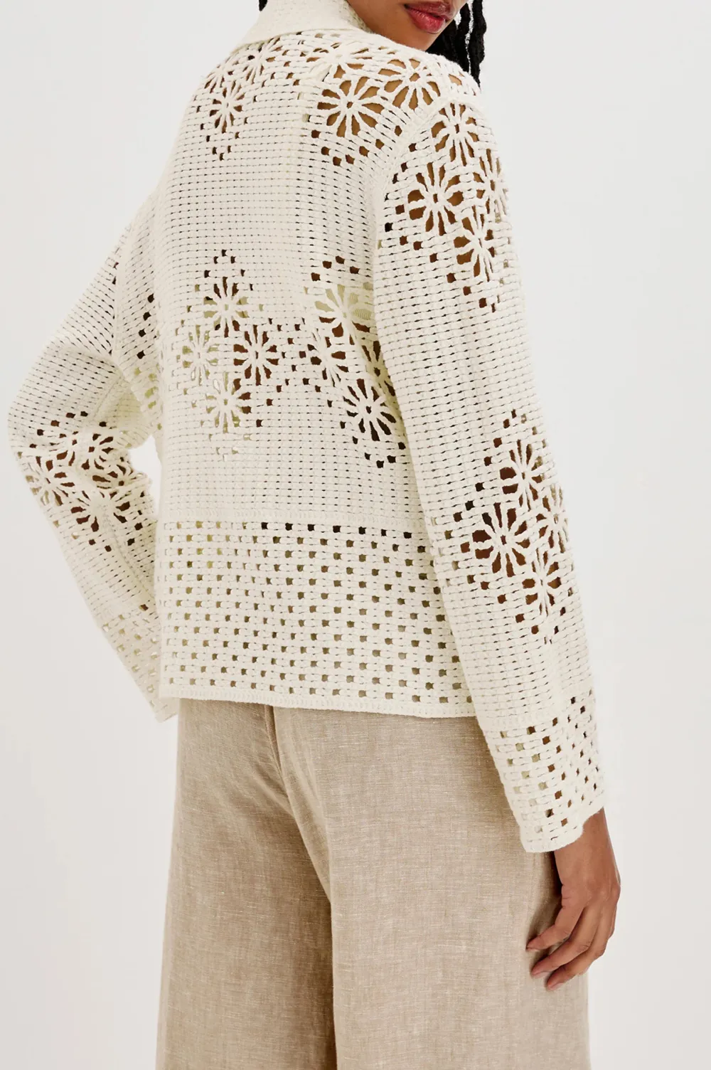 Buttonless Mesh Knit Sweater