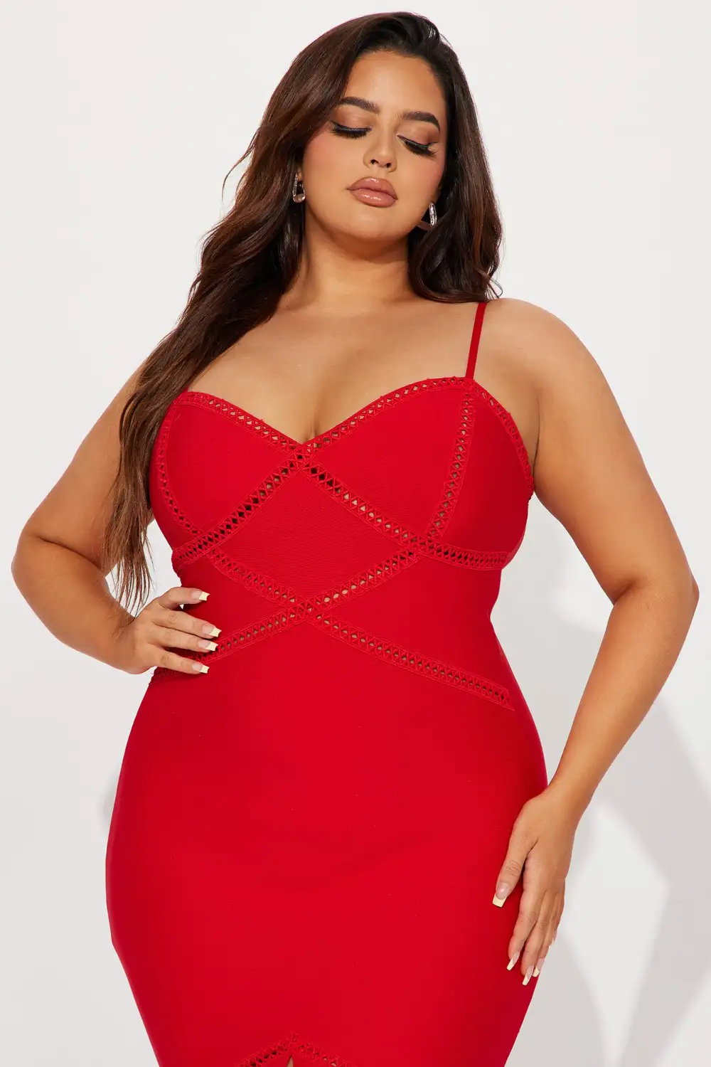 Sensual Bandage Midi Dress - Red
