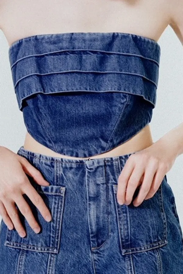 Off The Shoulder Denim Bustier