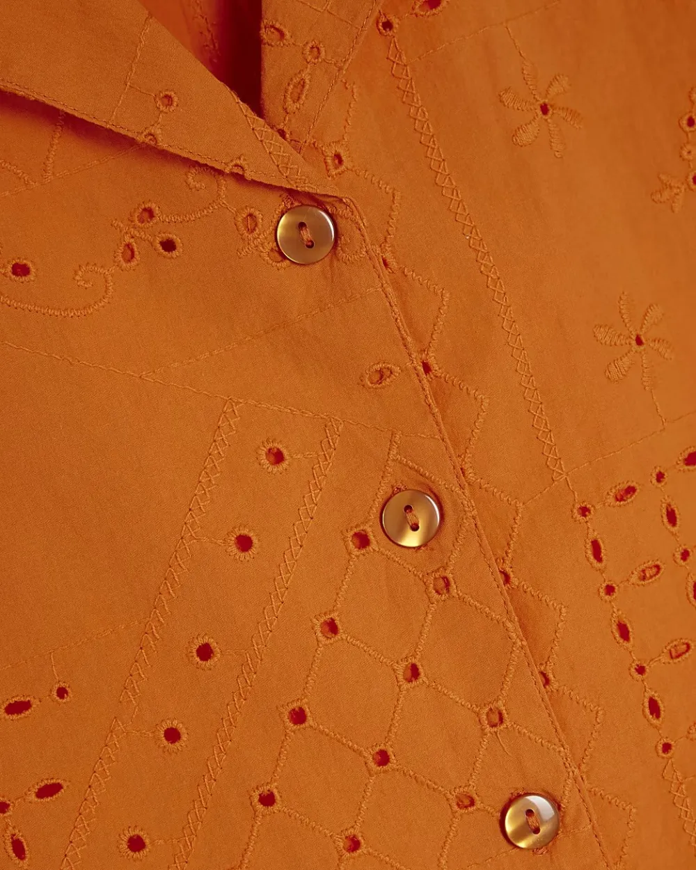 Orange Small Cutout Cotton Shirts