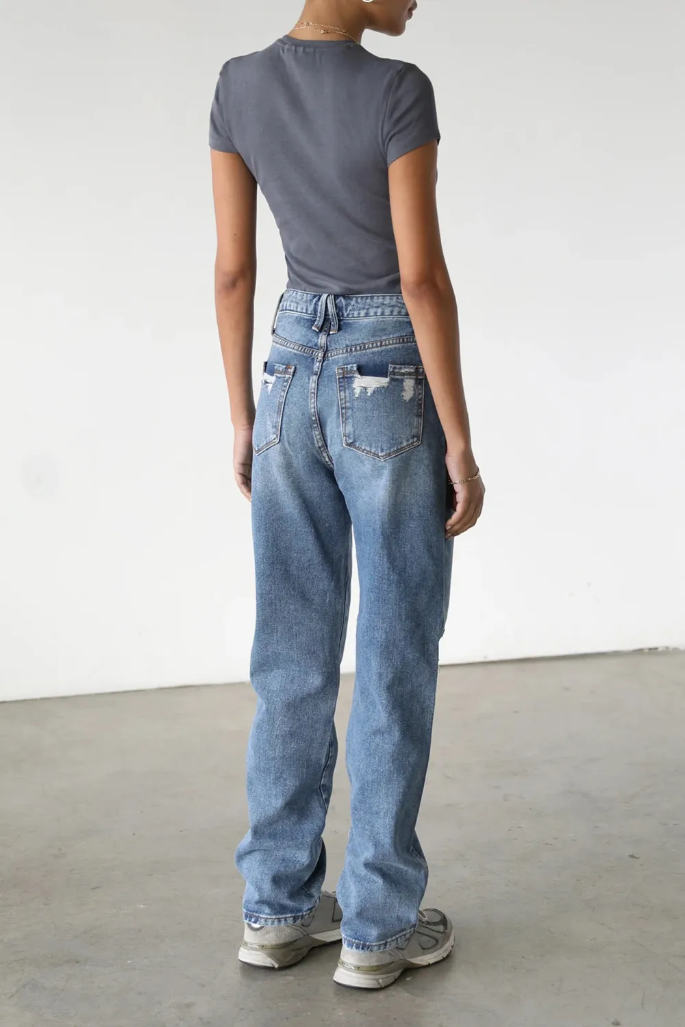 Cotton Breathable Ripped Straight Jeans