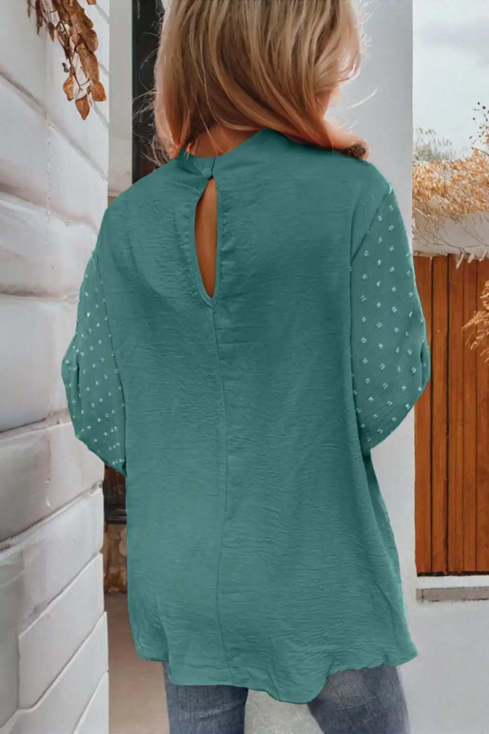 Relaxed Fit Swiss Dot Dot Print Blouse