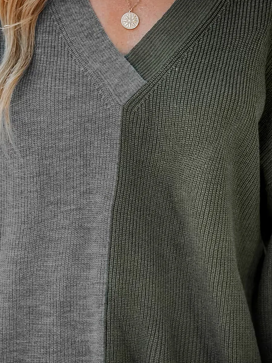 Two-tone ribbed sweatshirt