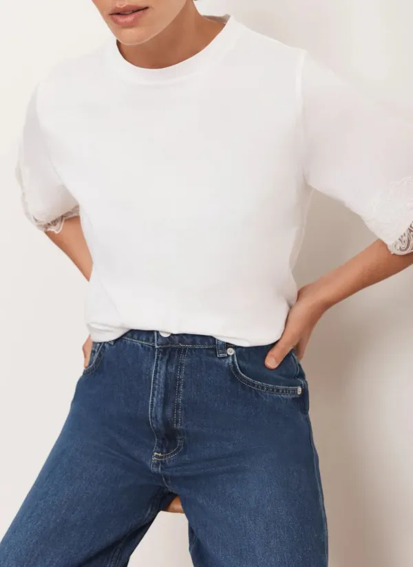 Casual Style White Cotton T-Shirt