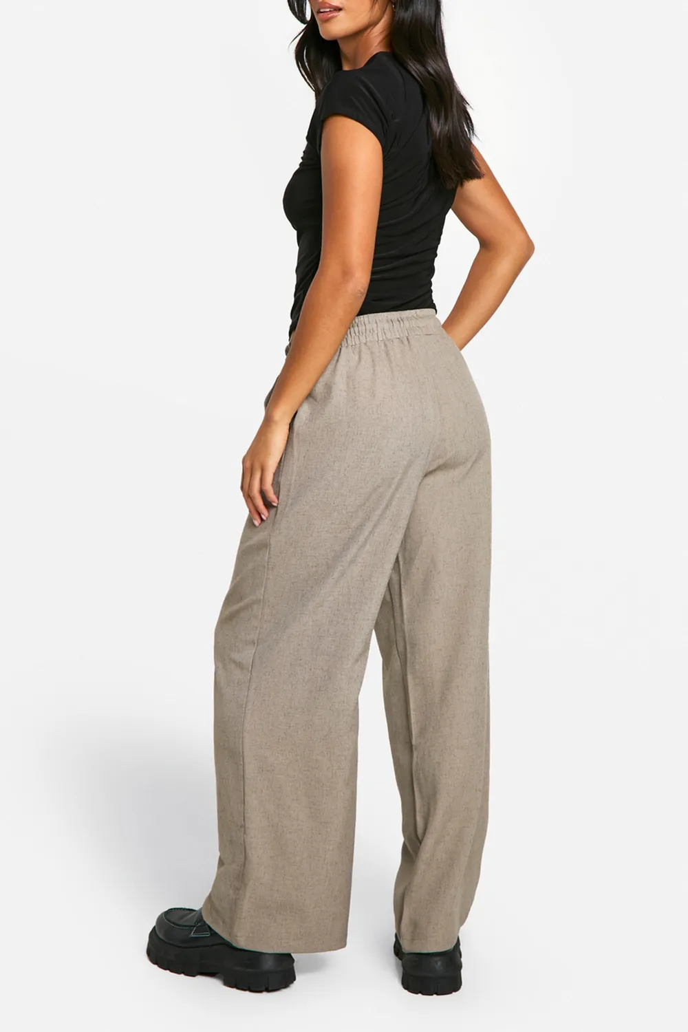 Loose Wide Leg Elastic Waist Women's Trousers