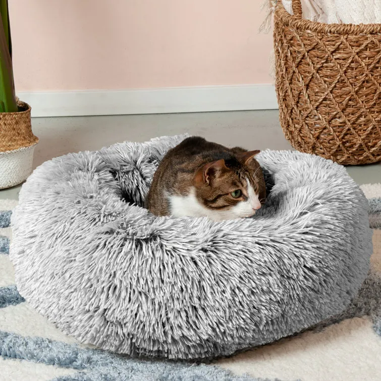 Calming Cuddler Long Fur Donut Bed