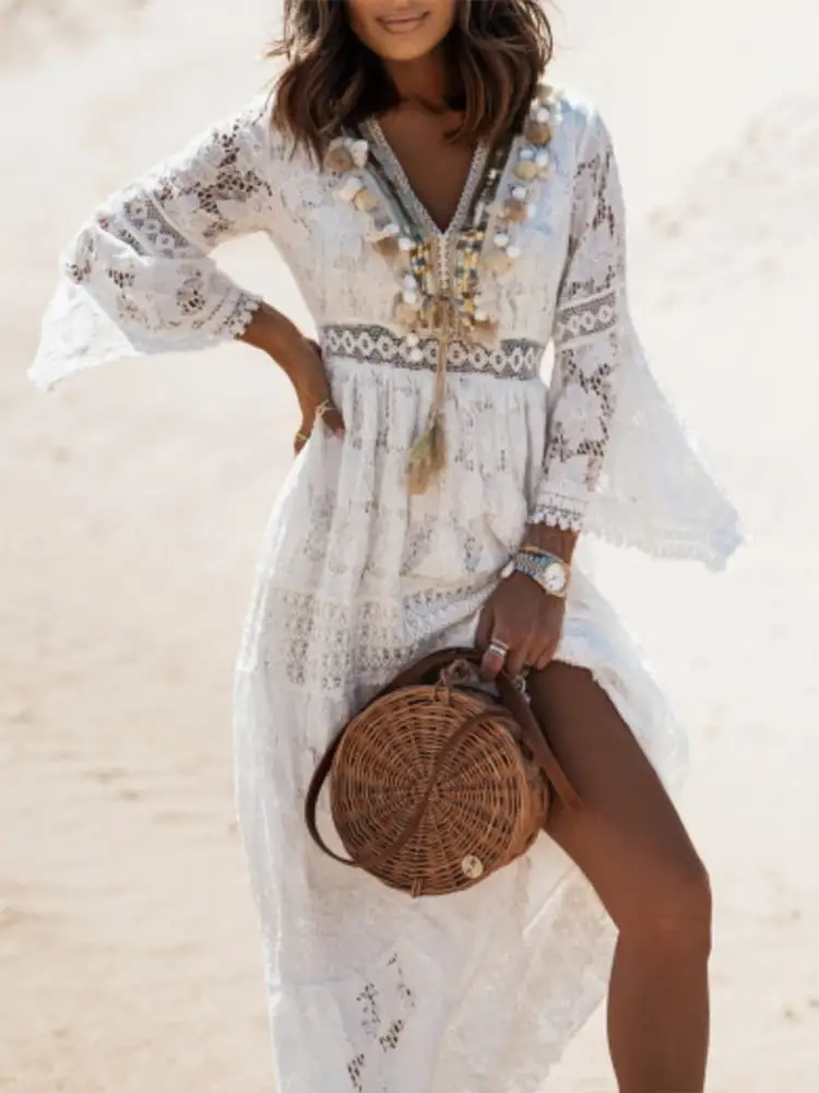 Boho Spirit White Maxi Dress