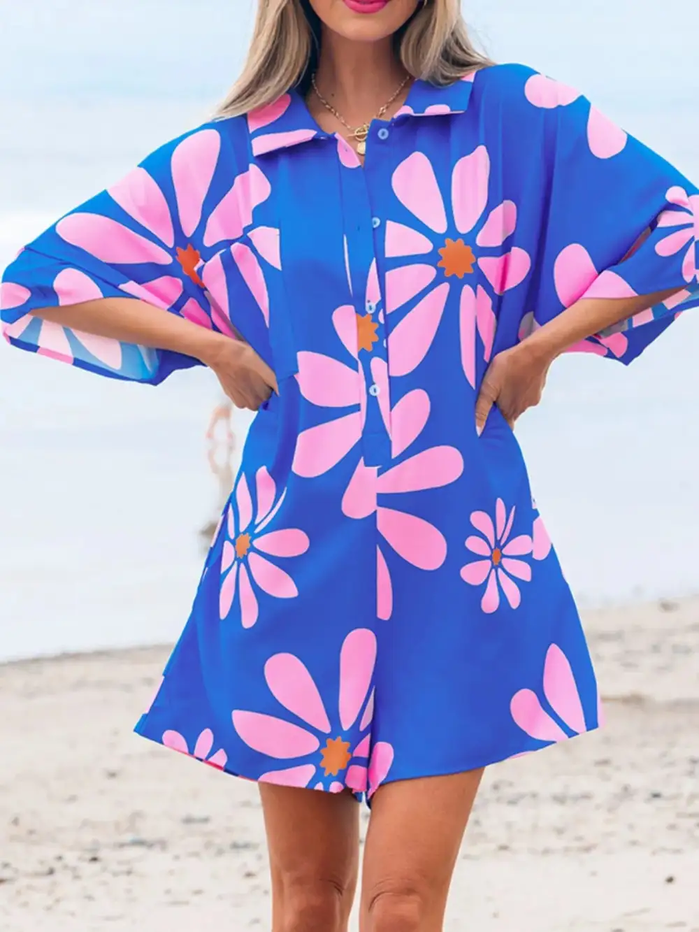 Classic Button Front Jumpsuit Romper