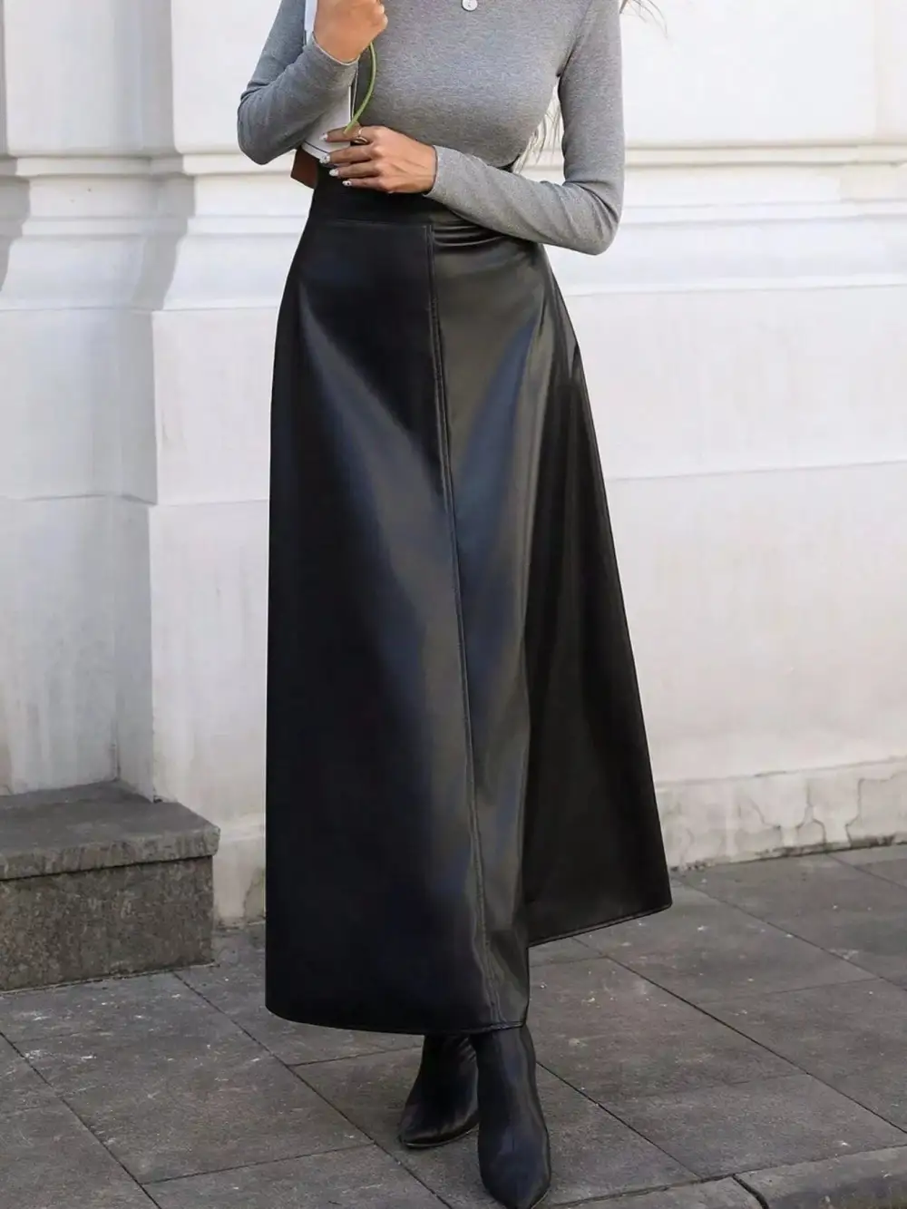 Leather Line Midi Skirt