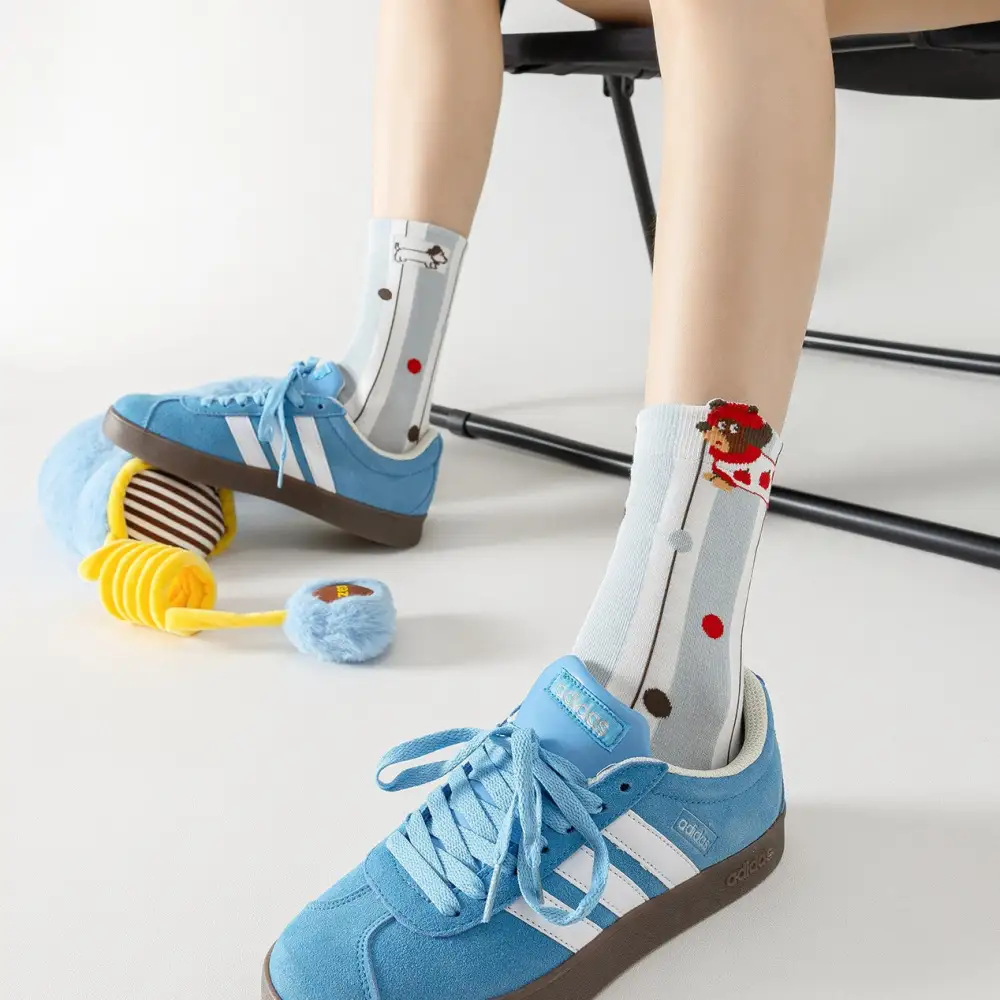Playful Panda Striped Crew Socks