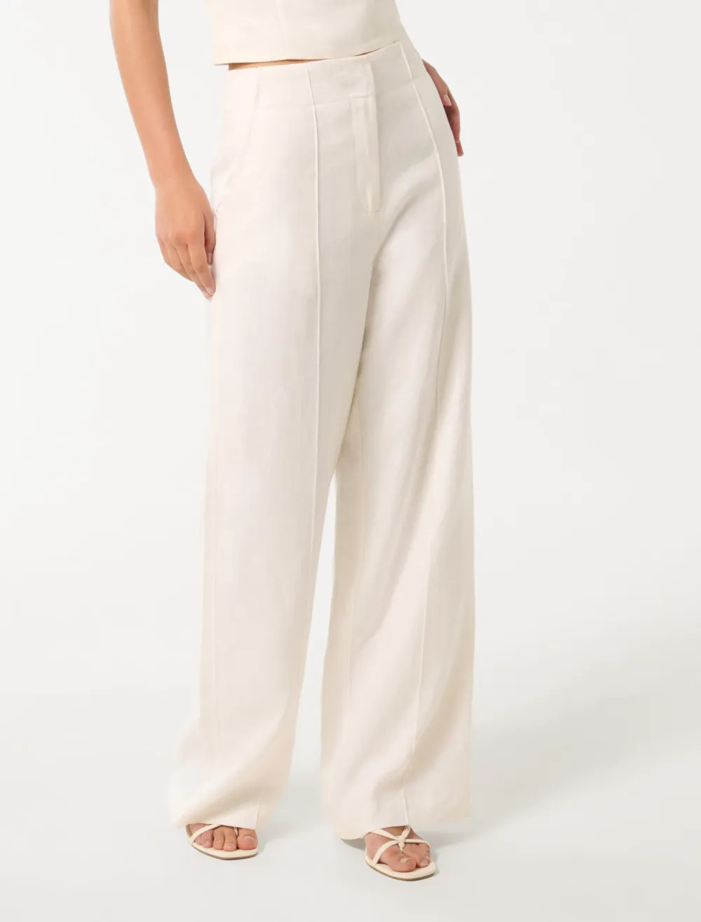 White Linen Wide-Leg Pants