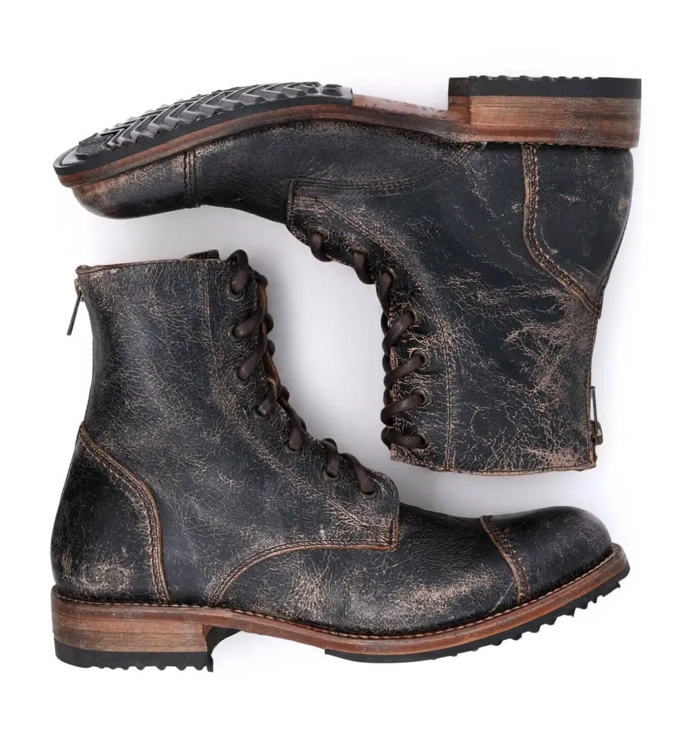 Back Zip Welted Rugged Heritage Ankle Boots