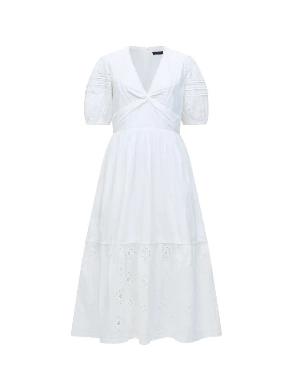 Modern Fashion V-Neck White Art Hollow Dress