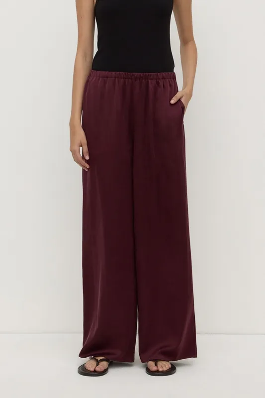 Merlot Silk Wide-Leg Pant