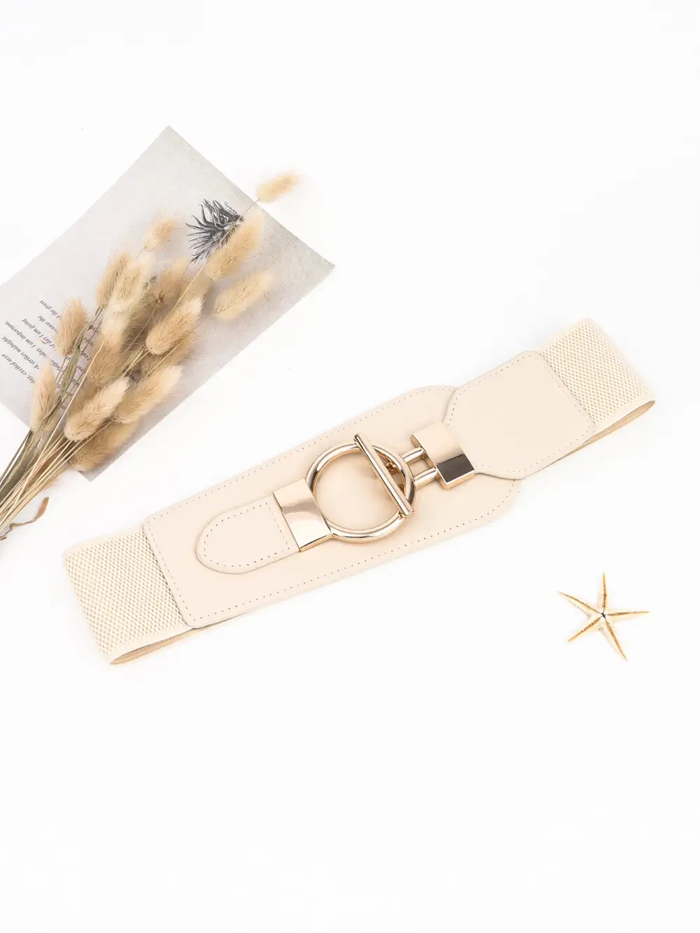 Wide Buckle Stretch Belt