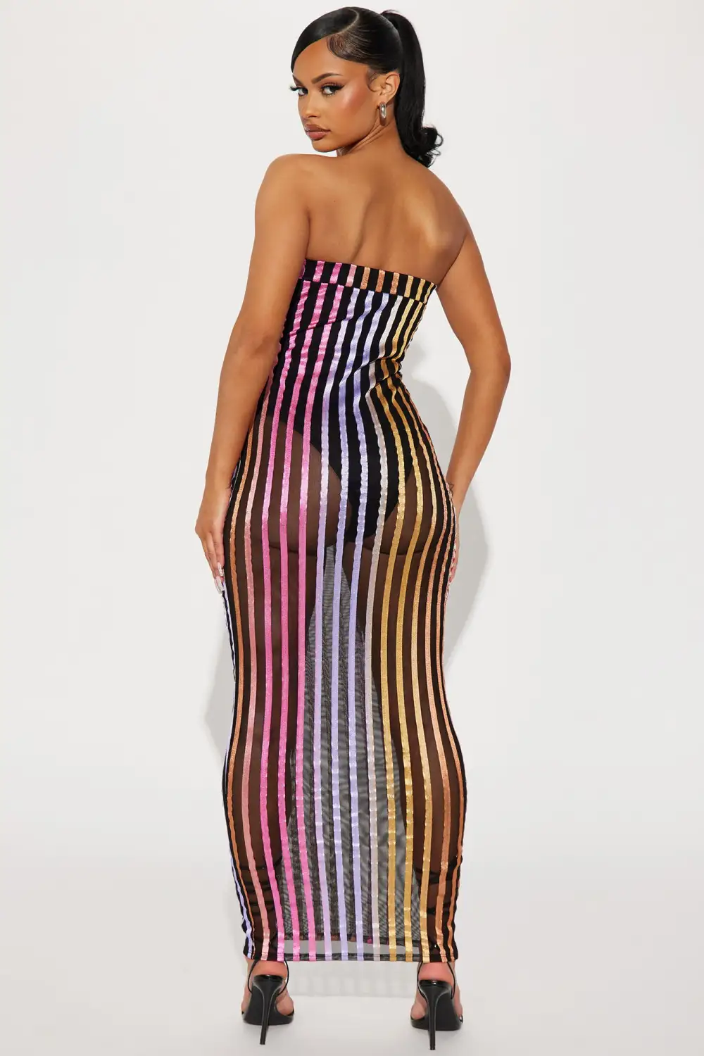 Julia Striped Maxi Dress - Black/combo