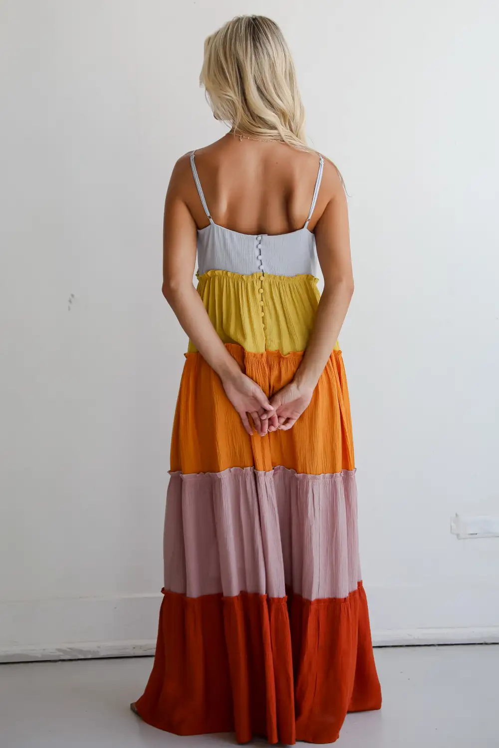 Compelling Aesthetic Color Block Maxi Dress