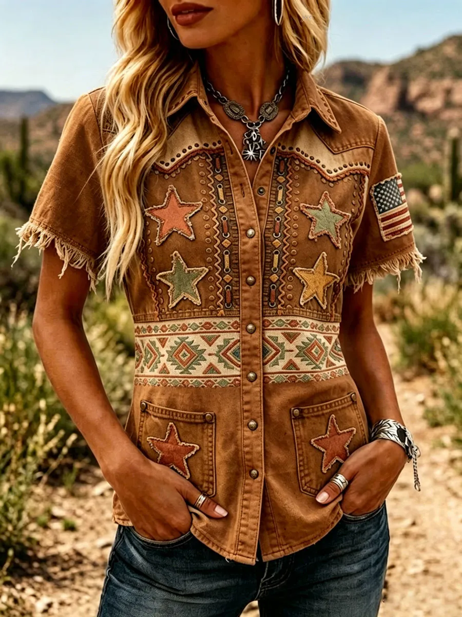 Women'S 250Th Anniversary American Western-Style Retro Shirt