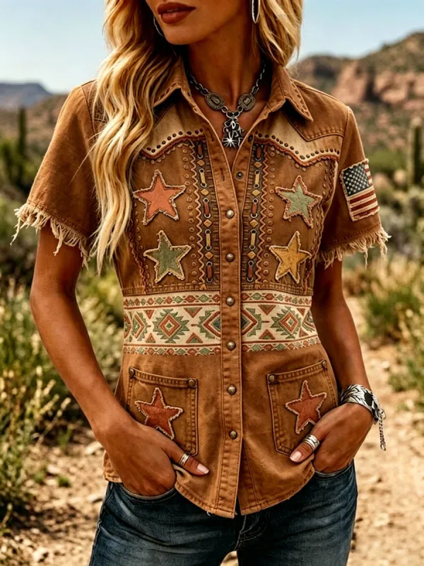 Women'S 250Th Anniversary American Western-Style Retro Shirt