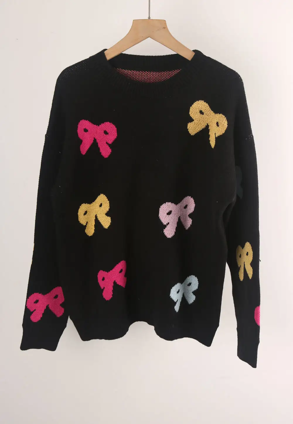 Bow Print Round Neck Sweater