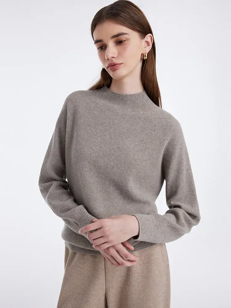 Cashmere Seamless Mock Neck Women Sweater