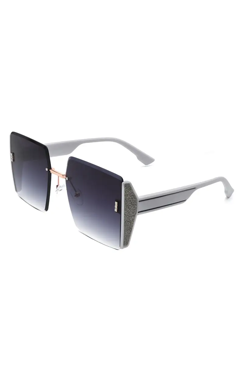 Plush Square Rimless Frame Sunglasses
