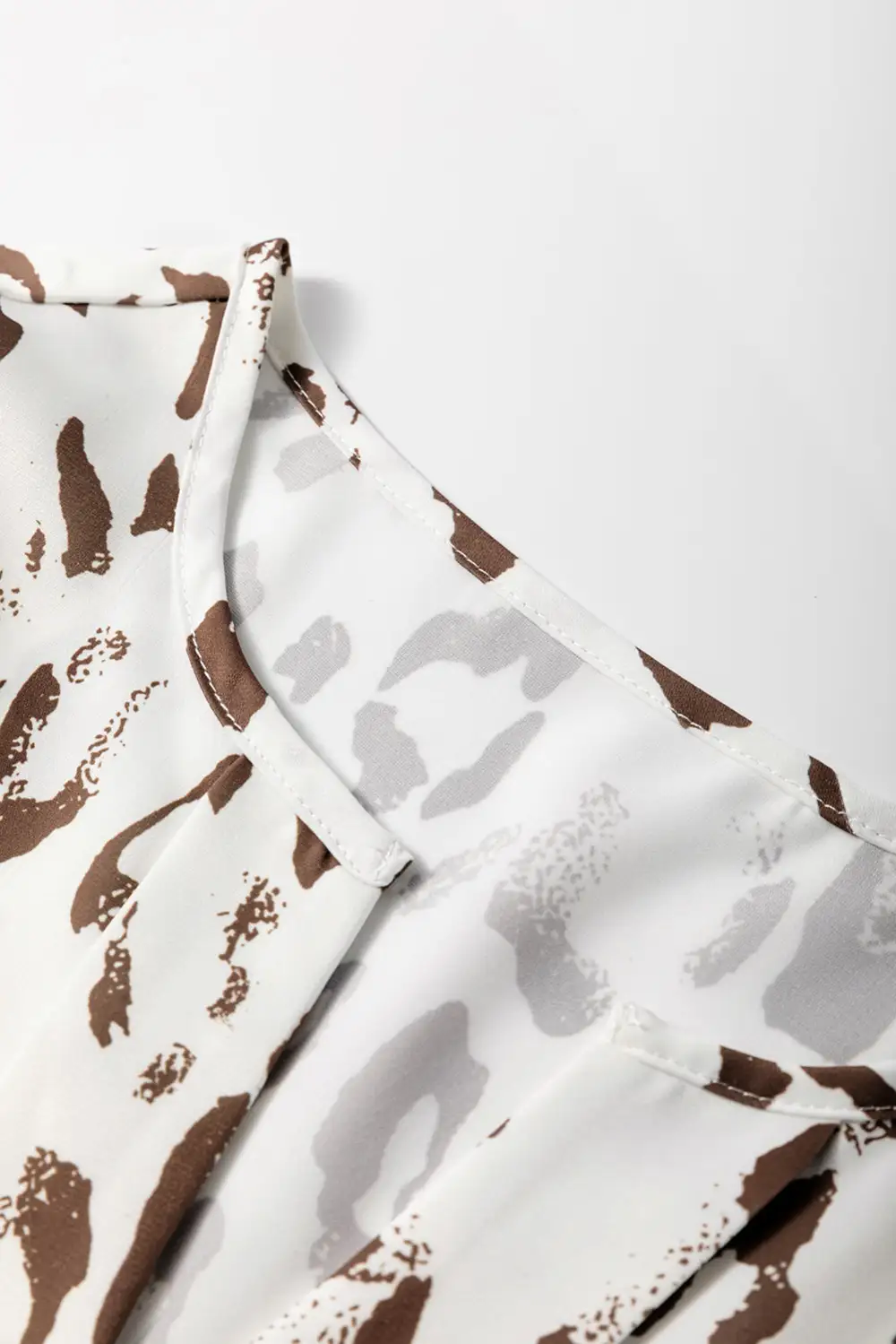 Everyday Leopard Print Split Neck Blouse