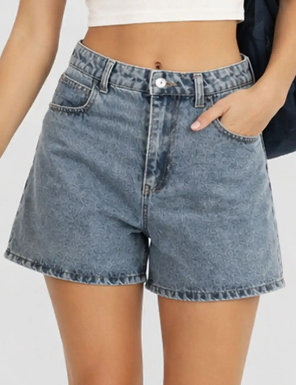 Casual Basic Jeans Wide Leg Denim Shorts