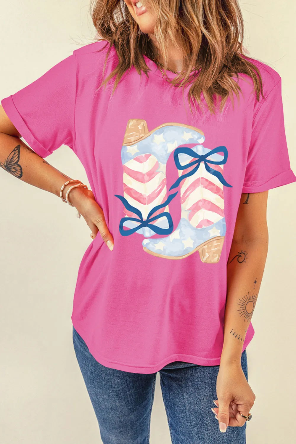 Sachet Flag Pattern Boots Tee