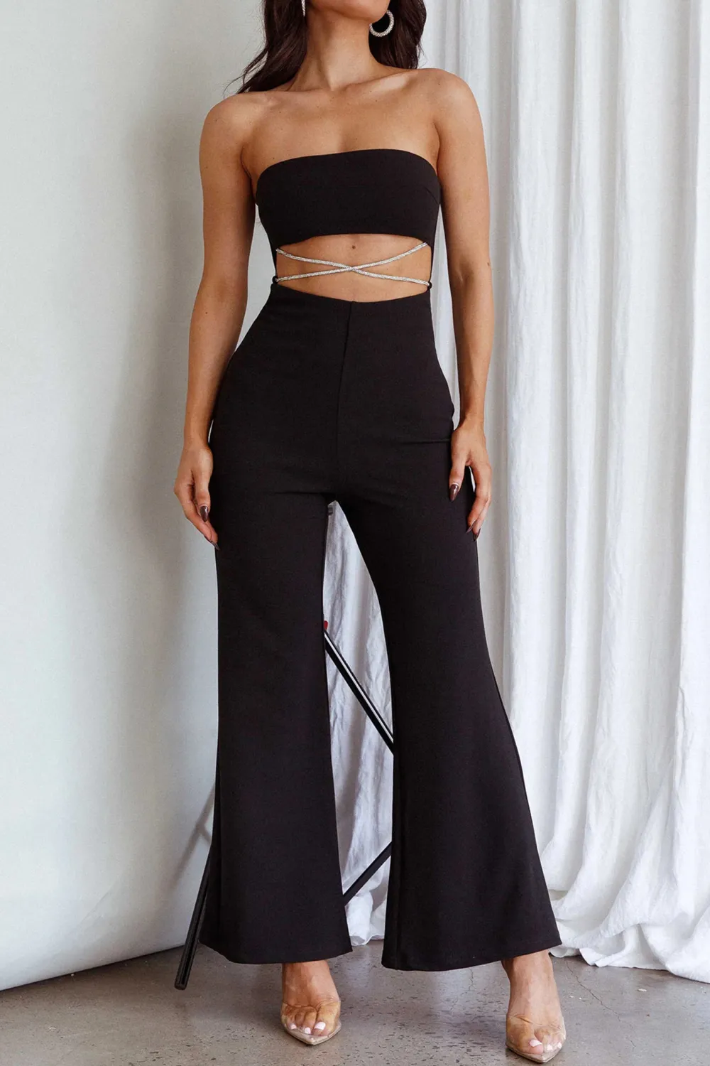 Handsome And Fashionable Black Stretch Jumpsuit