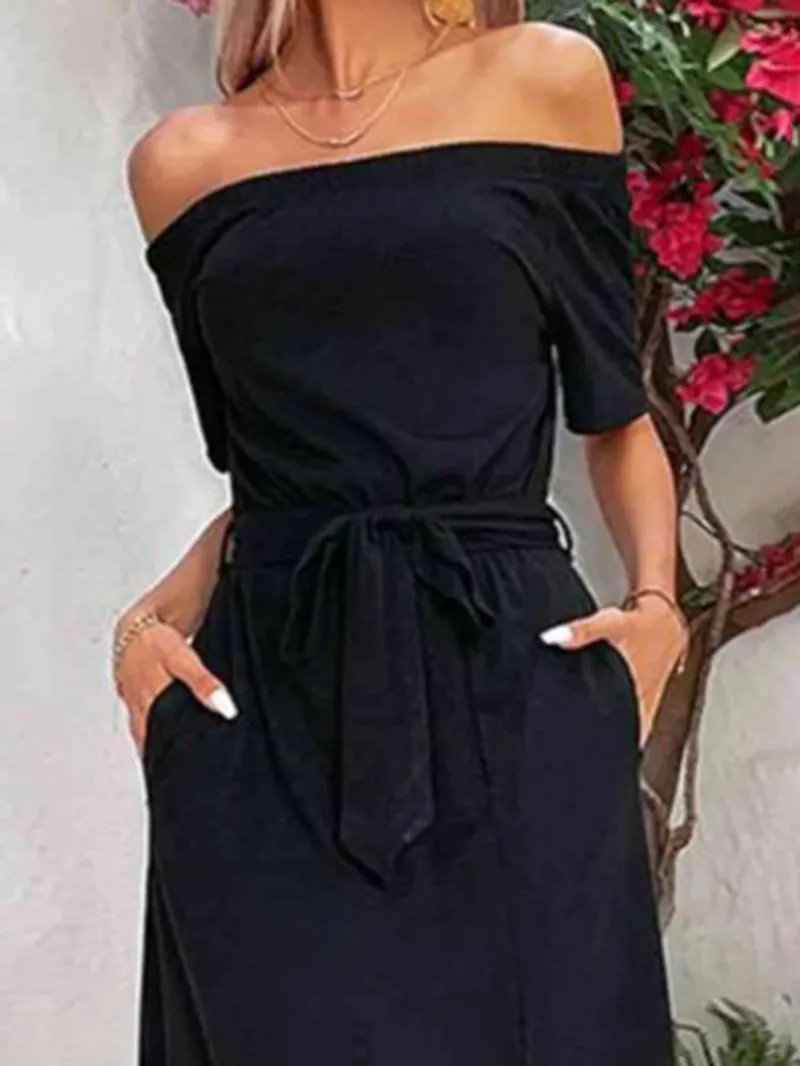 Women's Off Shoulder Waist Dress