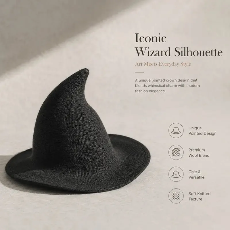 Women's Comfortable Knit Pointed Hat - Large Brim Halloween Party Props(22.04