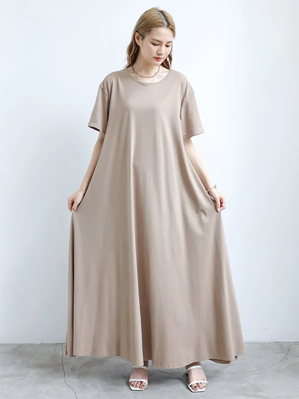 Simple Sleeve Neck Maxi Dress