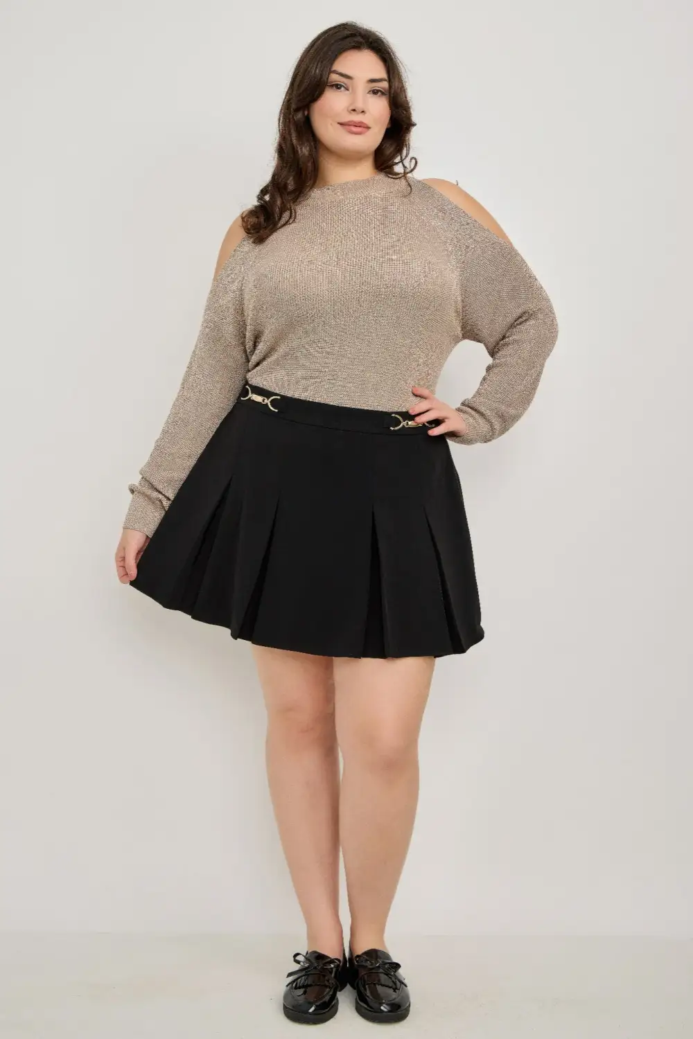 Loose Fitted Pleated Blazer Skirt