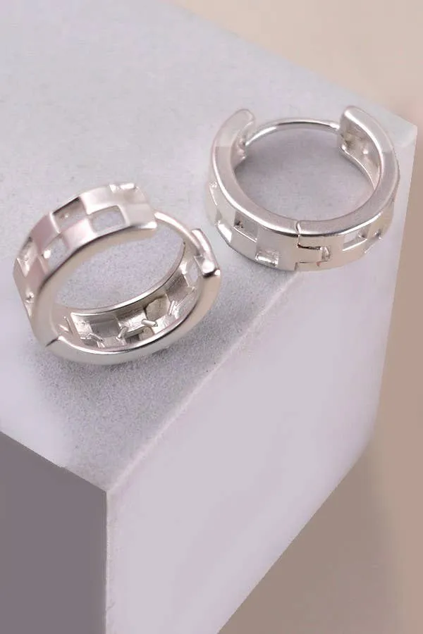 Cutout Checker Huggie Earrings