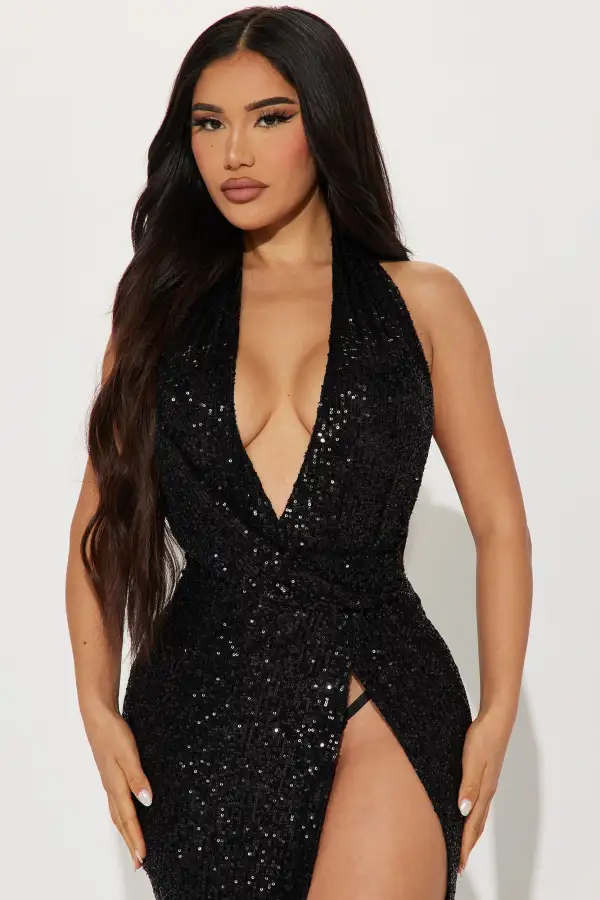 Galore Fantasy Sequin Maxi Dress - Black