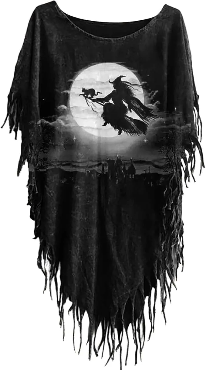 Clothing Autumn Printed Fringed Cape