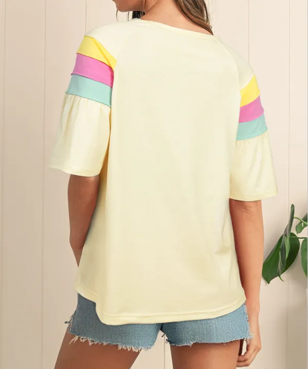 Color Block Stitched Sleeve Tee