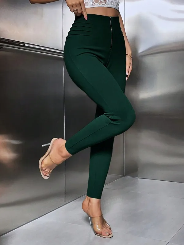 Women's Zipper Skinny Long Trousers