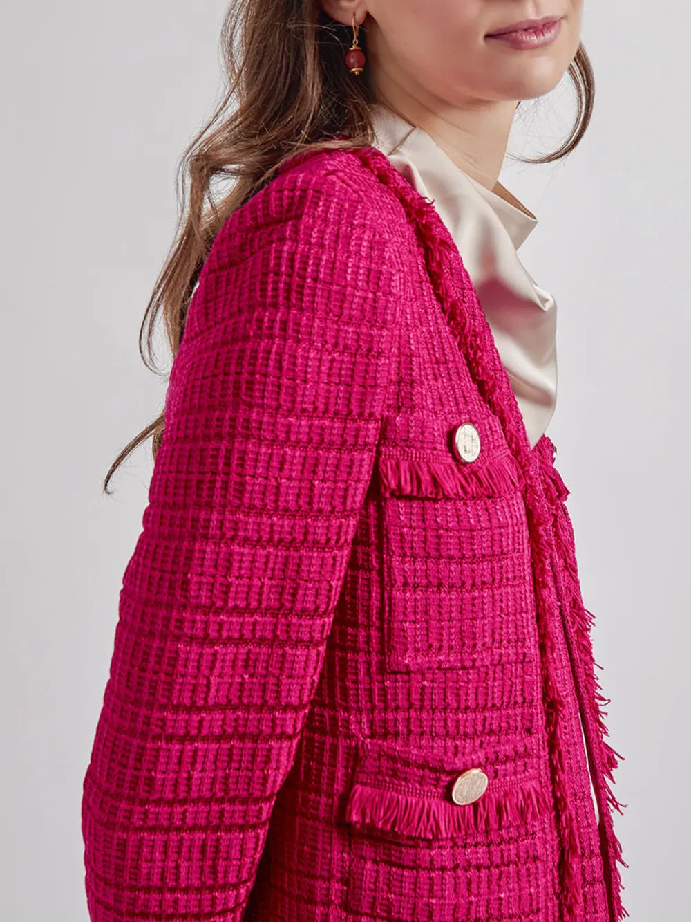 Bordered V-Neck Jacket