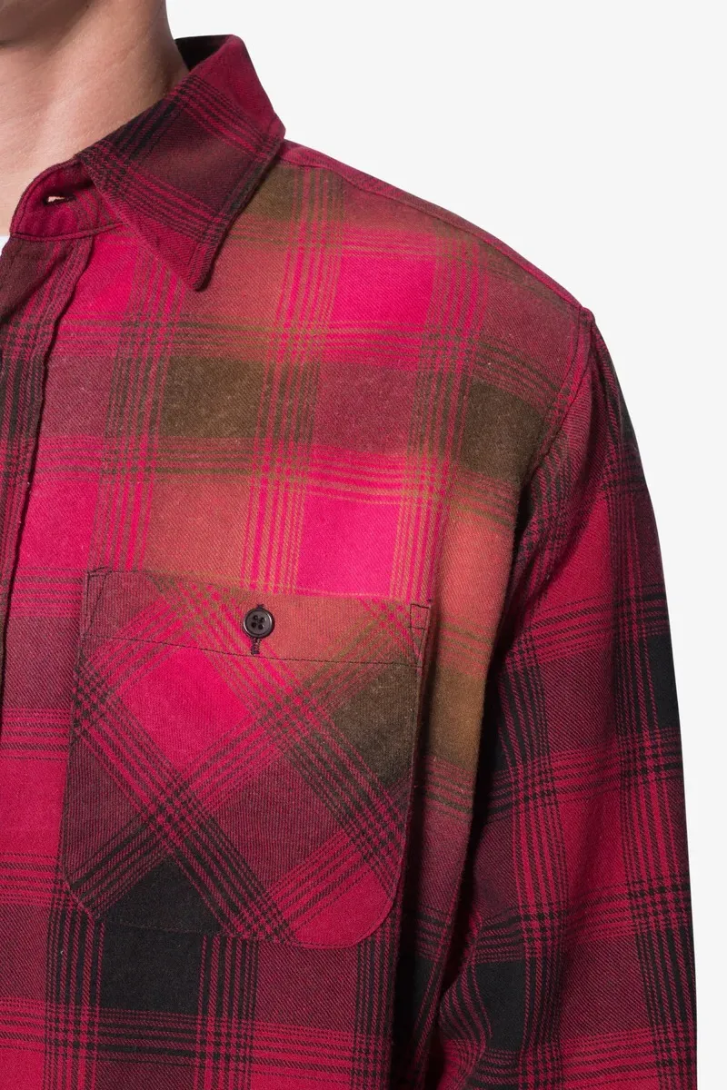 RED AND BLACK PLAID FLANNEL SHIRT