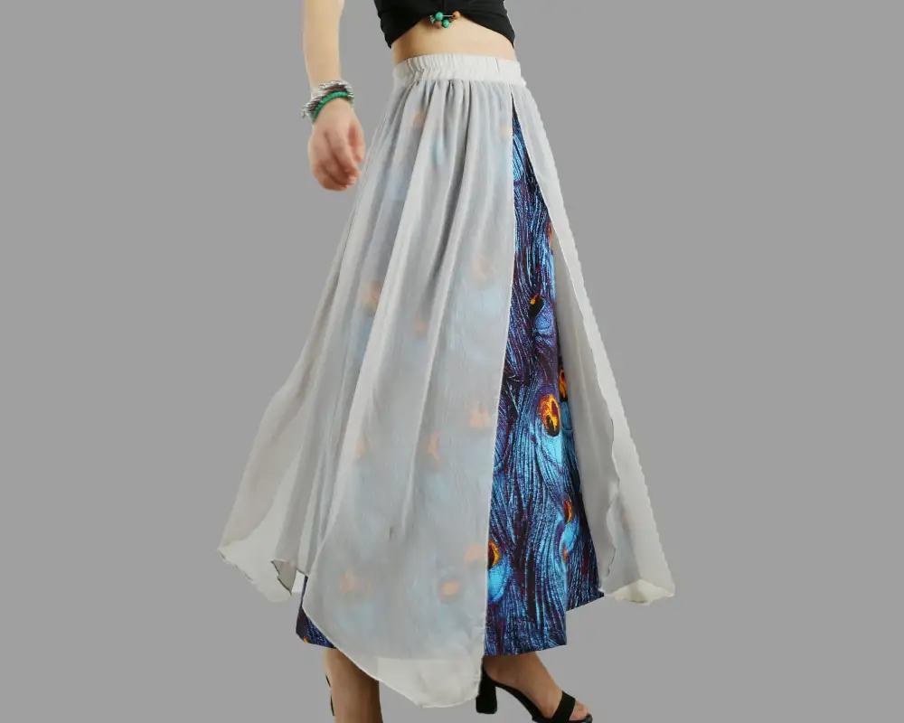 Pleated Chiffon Maxi Skirt