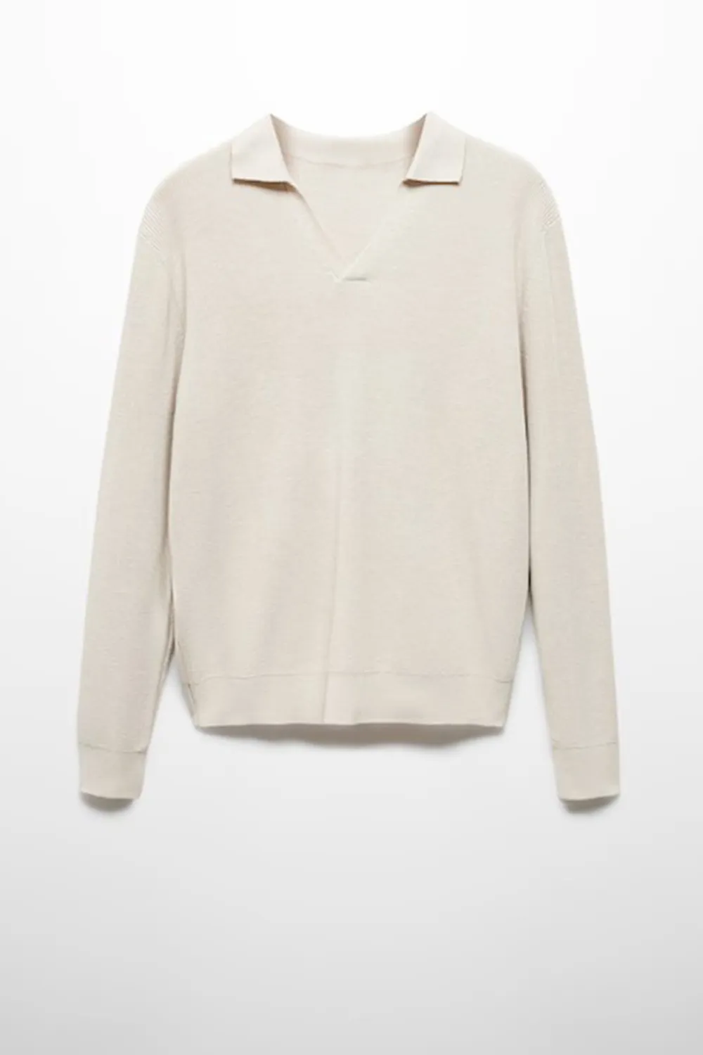 Ribbed Knit Polo Shirt