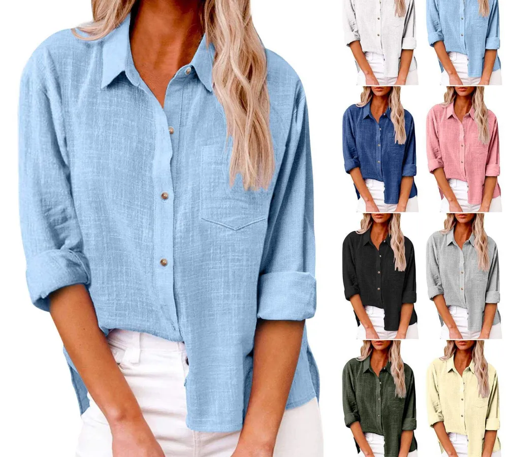 Women’s Linen Blend Button-Up Shirt