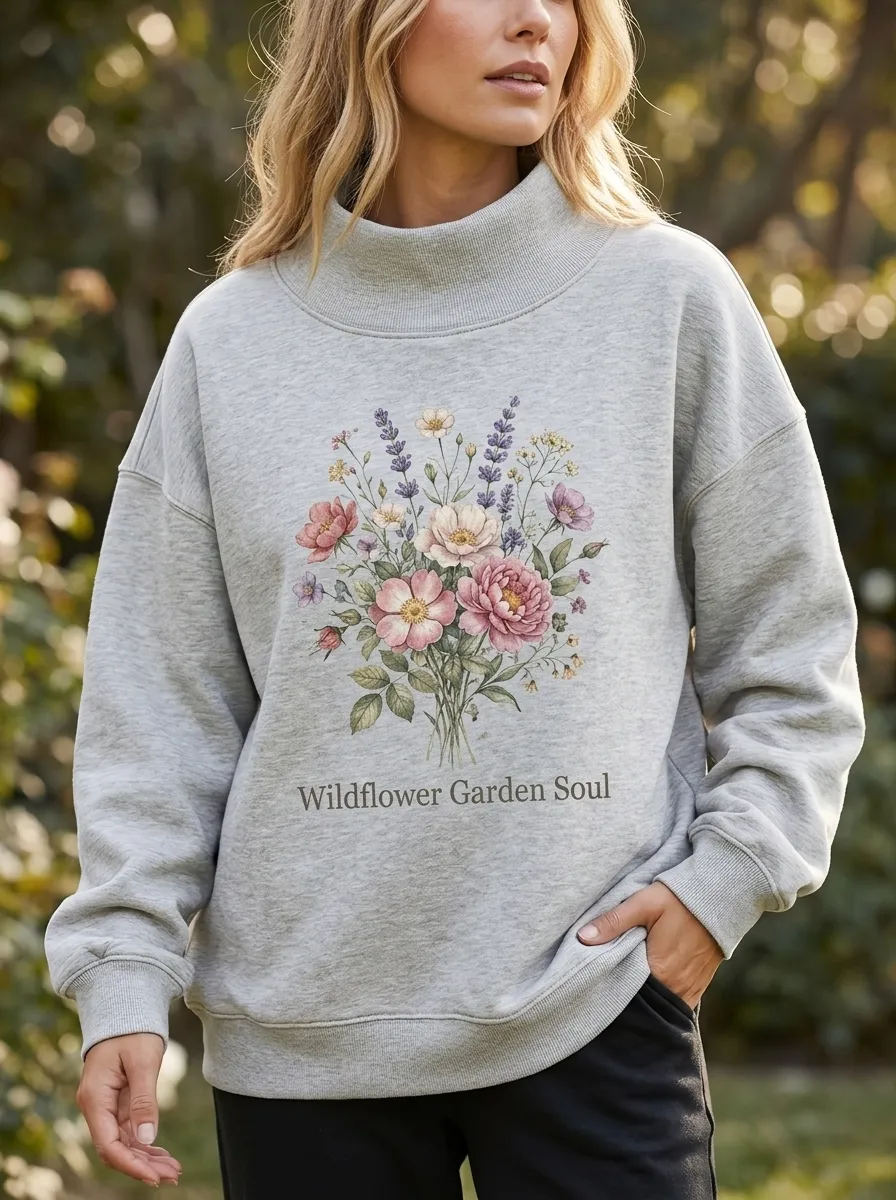 Wildflower Garden Soul Floral Casual Hoodie Sweatshirt