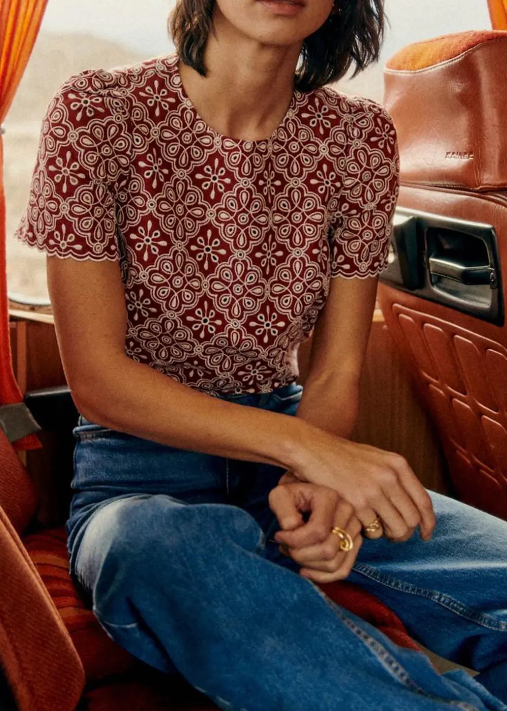 Short Sleeve Embroidered Blouse