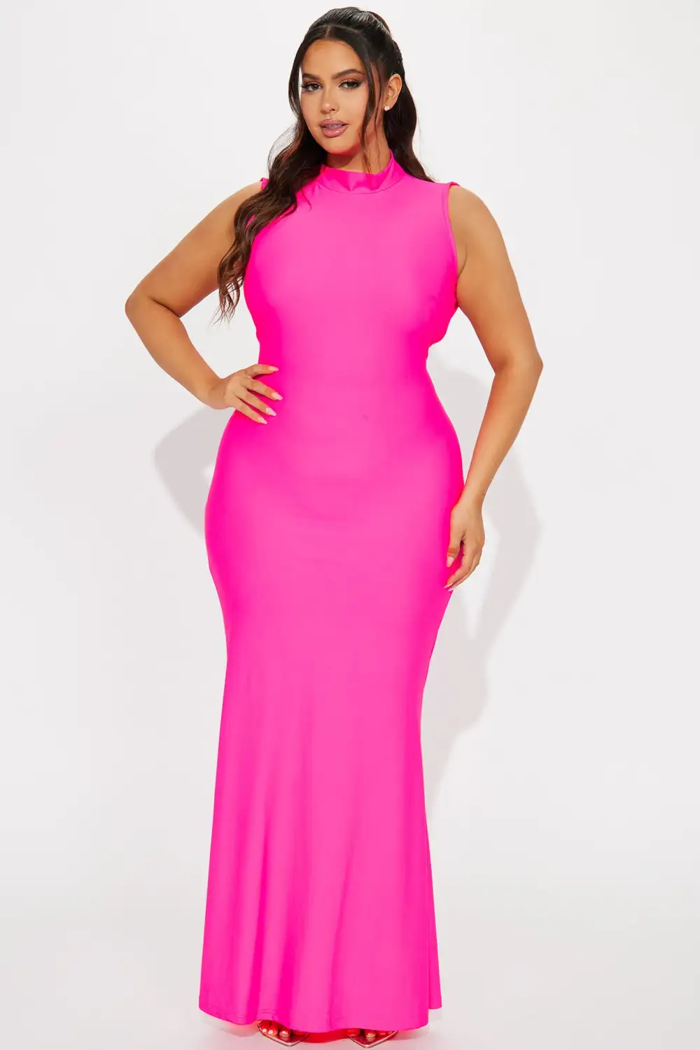 Barcelona Backless Maxi Dress - Neon Pink