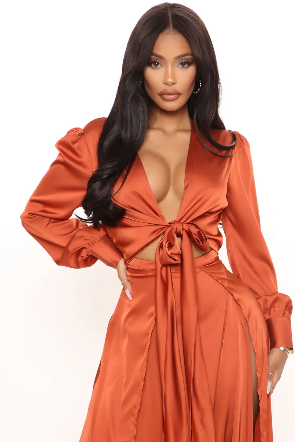 Entice Me Satin Maxi Dress - Bronze